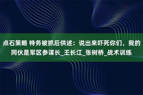 点石策略 特务被抓后供述：说出来吓死你们，我的同伙是军区参谋长_王长江_张树桥_战术训练